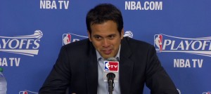 Coach Spo addresses the media after the Game 4 win against the Bocats.
