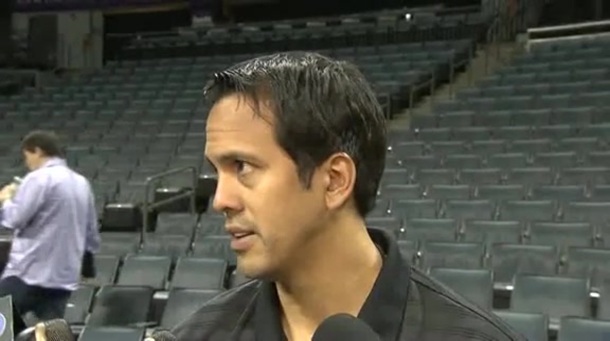 Coach Spo addresses the media after Monday's shootaround prior to Game 4 against the Bobcats.