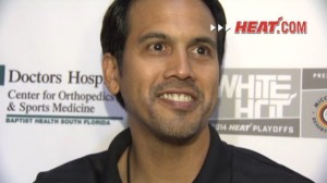 Coach Spo talks to the media after Tuesday's practice.