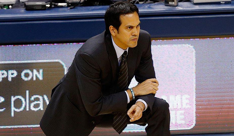 Coach Spoelstra on the sidelines