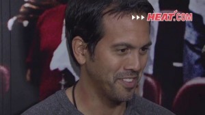 Coach Spo talks with media after practice.