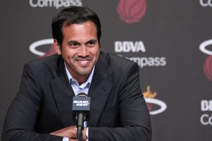 Coach Spo answers questions from the media at the Shabazz Napier signing press conference.